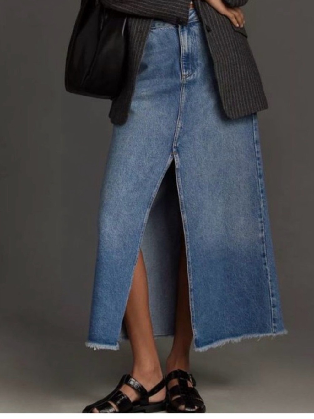 Pilcro Maxi Denim Skirt Madi Front Slit Denim Skirt Endless Summer Wash Size 2 - Picture 3 of 8